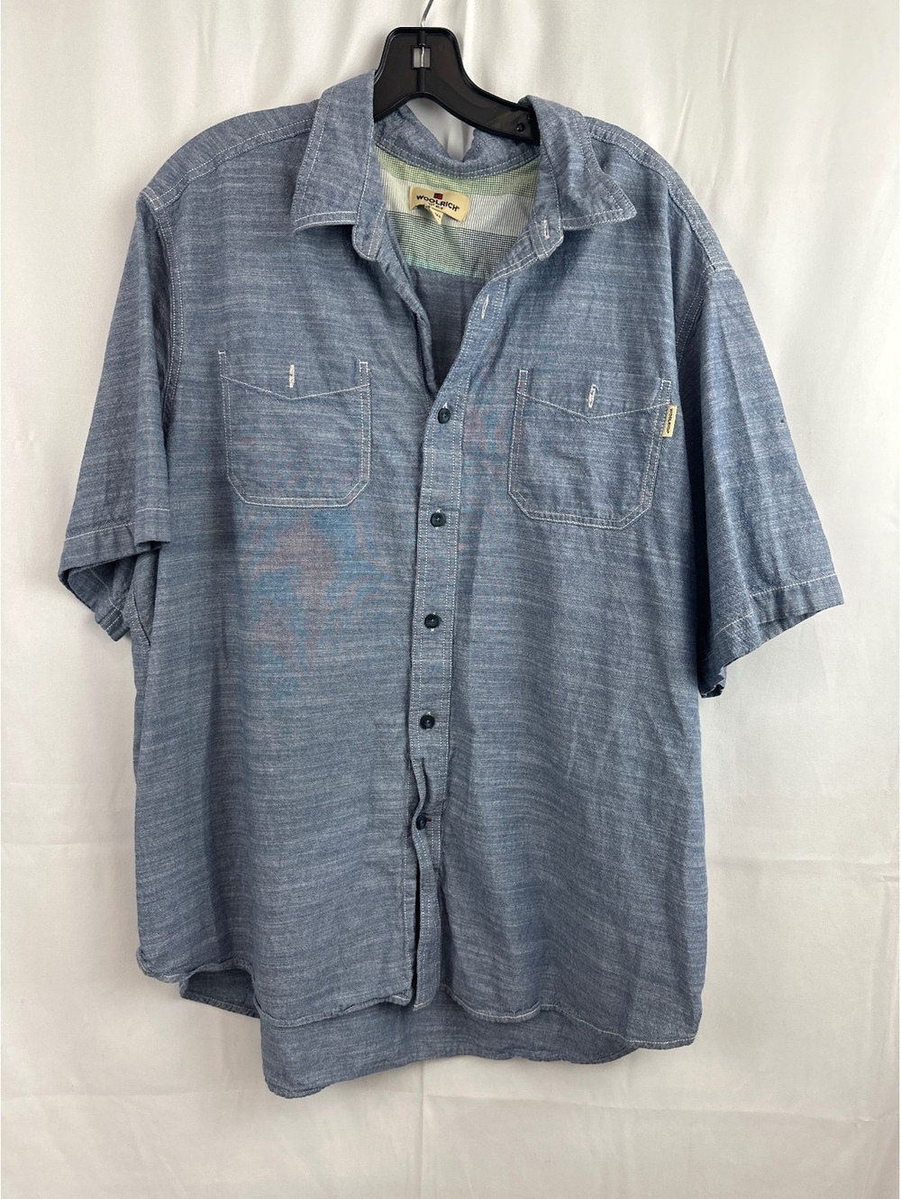 Woolrich Men's XXL Short Sleeve Button-Up Shirt in Blue